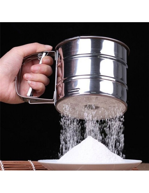 Mesh Flour Bolt Sifter Manual Sugar Icing Shaker Stainless Steel Cup Shape Tool