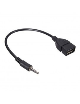 Black 3.5mm Male Audio AUX to USB Type A Female OTG Converter Adapter Cable For Car US