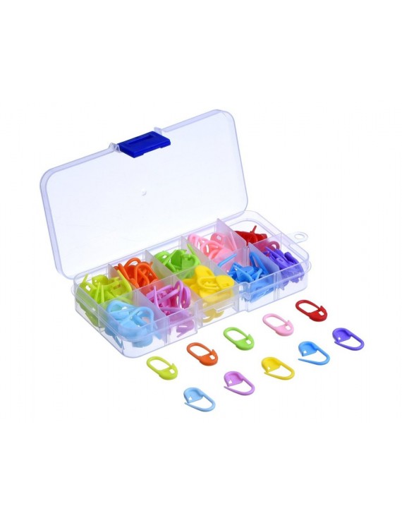 120 Pieces Knitting Crochet Locking Stitch Markers with Compartment Box
