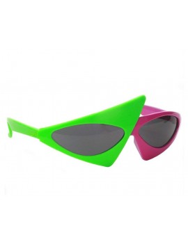 Asymmetric Glasses Magenta and Green Party Sunglasses
