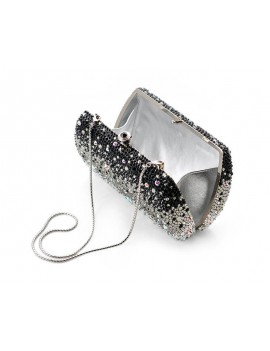 Glam Bling Crystal Clutch Bag - Black 14.5cm