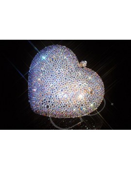 Classic Heart Crystallized Clutch - White 13cm
