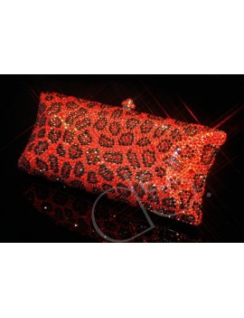 Leopardo Cherry Crystal Clutch Bag - 19.6cm