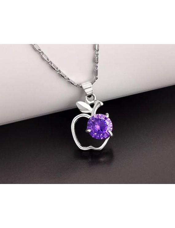 Stylish Apple Crystal Necklace - Purple