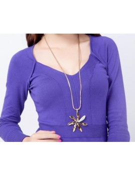 Sparkling Snowflake Crystal Sweater Necklace - Silver