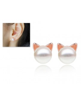 Sterling Silver Cat Earrings Studs Crystal Stud Earrings