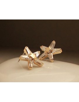 Star Snow Gold Crystal Earrings Studs for Women