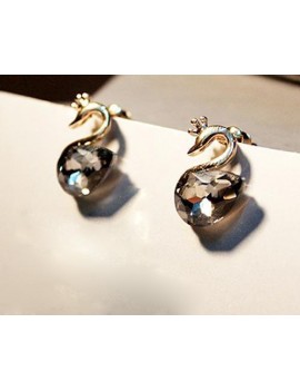 Swan Black Crystal Earrings