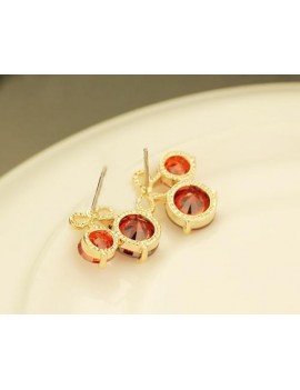 Red Cherry Crystal Stud Earrings