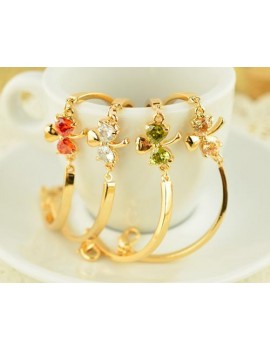 Lucky Three-leaf Clover Champagne Crystal Bangle