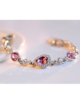 Sweet Heart Style Crystal Bracelet - Red