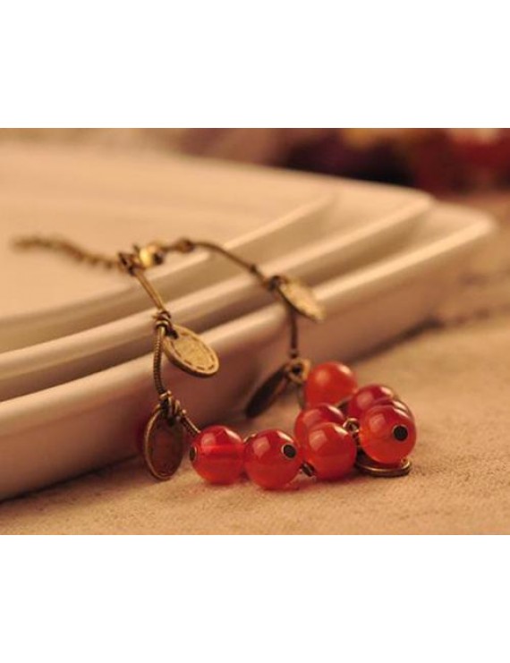 Vintage Cherry Beaded Bracelet