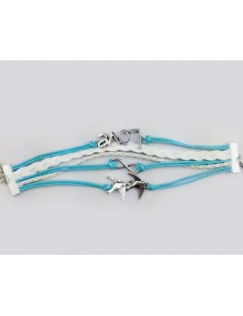Vintage Series Leather Rope Infinity Bracelet - Blue