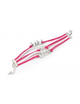 Vintage Series Leather Rope Infinity Bracelet - Pink