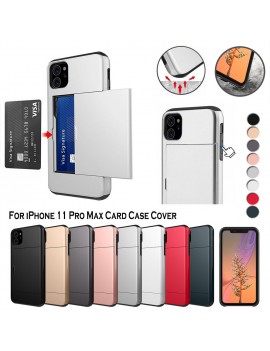 For iPhone 11 Pro Max Case Card Holder Slot Armor Detachable Shockproof Slim Cover