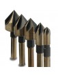 5Pcs Industrial Countersink Drill Bit Set Tri-Flat Shank Quick Change 1/4"-3/4" Kit Tool