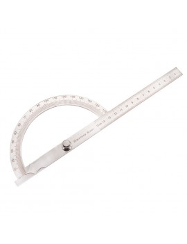 Stainless Steel 180 degree Rotary Protractor Round Head Hollow Angle Ruler 14.5CM
