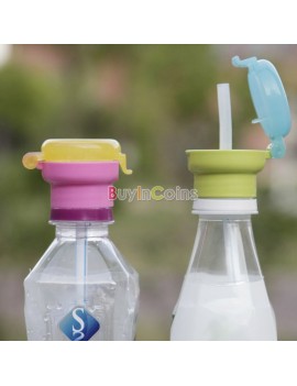 Cute Children Portable Water Bottled Drinks Spill Proof Lid Straw Choke